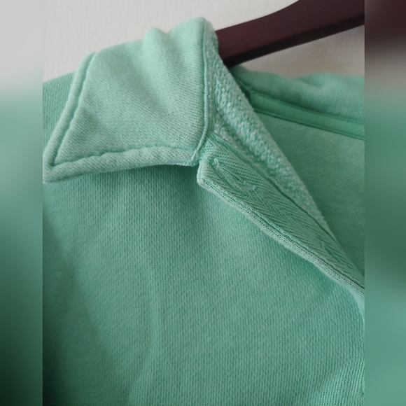 Aerie Fleece-Of-Mind Cropped Polo Sweater Top Mint Green Size Small - Picture 6 of 8